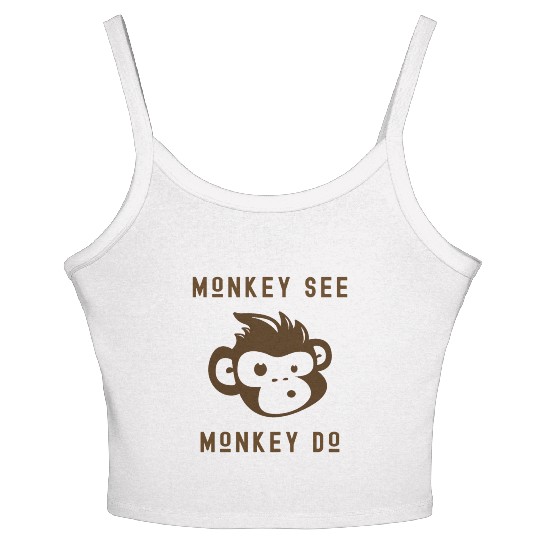 Monkey See Monkey Do Cute Adorable Funny Monkey Women's Spaghetti Strap Tank Top