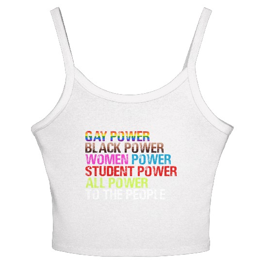 Gay Power Black Power Women Power LGBTQ Gay Pride Women's Spaghetti Strap Tank Top