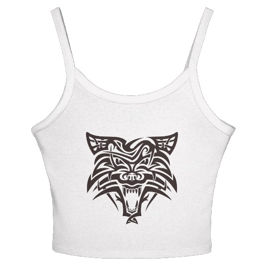 Shape wolf head cool tattoo animal vector image Women's Spaghetti Strap Tank Top