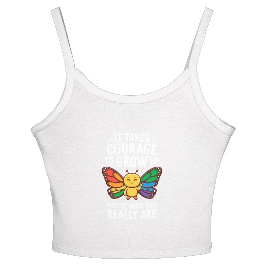 Gay Pride Month Monarch Butterfly Coming Out Of Women's Spaghetti Strap Tank Top