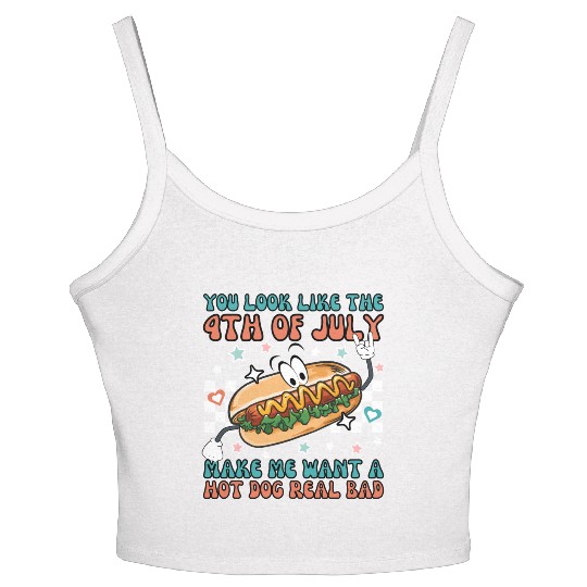 Makes Me Want A Hot Dog Real Bad, 4th July Women's Spaghetti Strap Tank Top