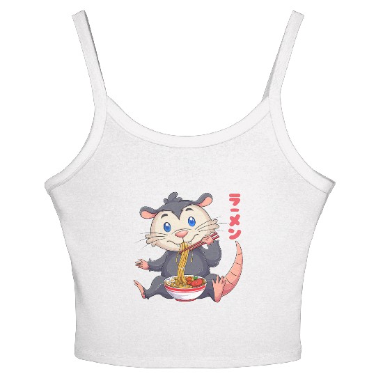 Kawaii Opossum Ramen Noodles Japanese Anime Noodle Women's Spaghetti Strap Tank Top