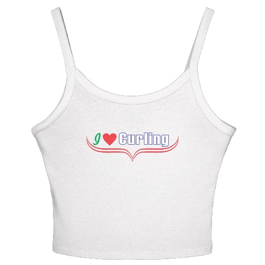 i love curling Women's Spaghetti Strap Tank Top