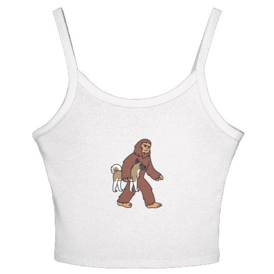 Bigfoot Sasquatch Walking Akita Women's Spaghetti Strap Tank Top
