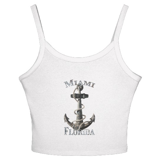 Miami Florida Nautical Anchor Sailing Women's Spaghetti Strap Tank Top