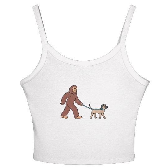 Bigfoot Sasquatch Walking English Mastiff Women's Spaghetti Strap Tank Top
