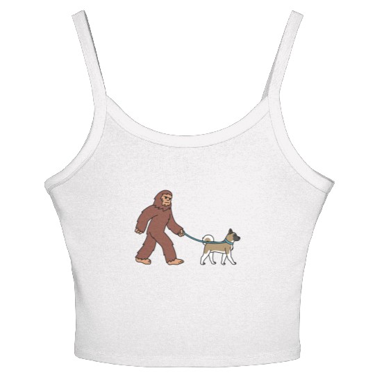 Bigfoot Sasquatch Walking Akita Women's Spaghetti Strap Tank Top