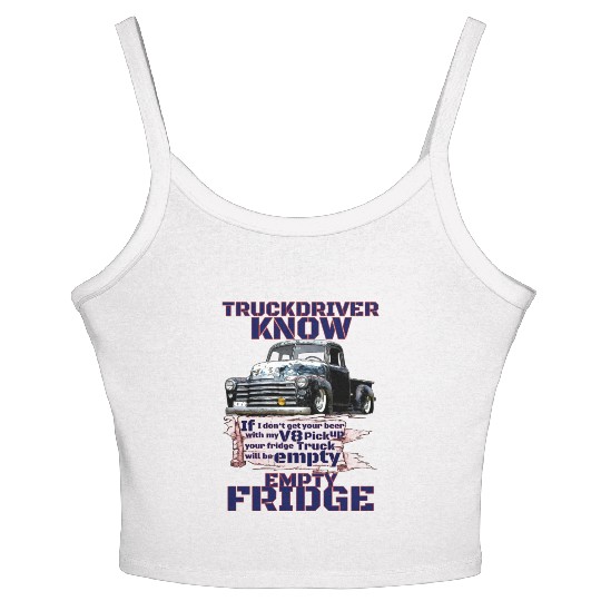 V8 Truck Driver under American Flag Women's Spaghetti Strap Tank Top
