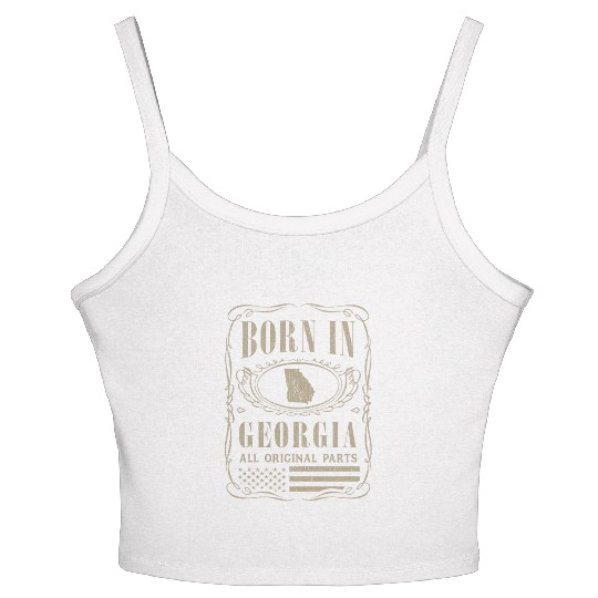 Vintage America US States Born Georgia Women's Spaghetti Strap Tank Top