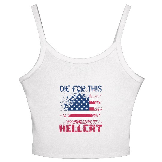 Die For This Hellcat- Vintage US Flag Women's Spaghetti Strap Tank Top