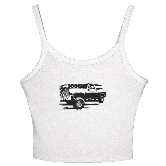 Squarebody American Flag Square Body Truck Women's Spaghetti Strap Tank Top