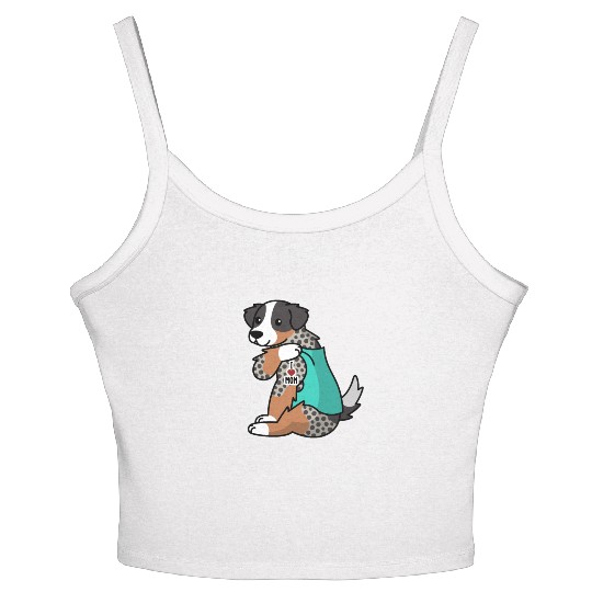 I Love Mom Tattoo Australian Shepherd Women's Spaghetti Strap Tank Top