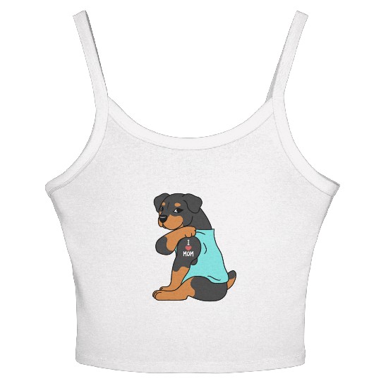 I Love Mom Tattoo Rottweiler Women's Spaghetti Strap Tank Top