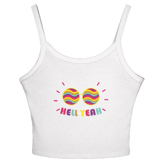 Pride Month - Hell Yeah - Rainbow Glasses Women's Spaghetti Strap Tank Top