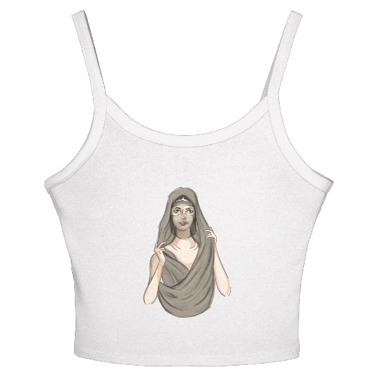 Arabic Woman Hijab Belly Dance Arabic Woman Hijab Women's Spaghetti Strap Tank Top