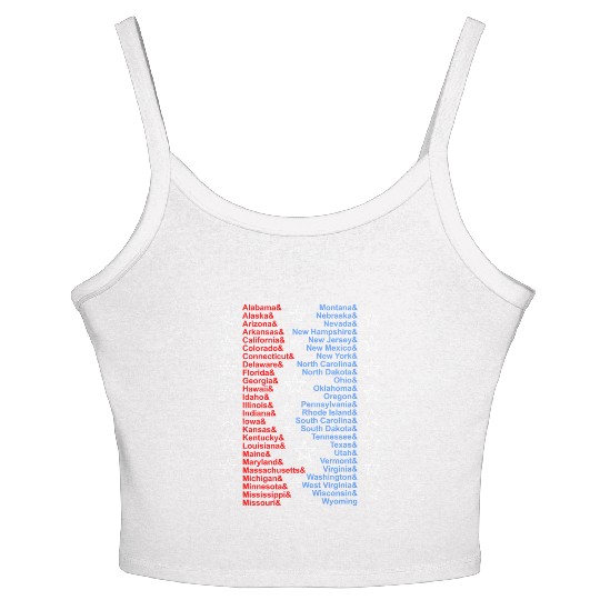 Patriotic Fifty States Red White Blue Women's Spaghetti Strap Tank Top