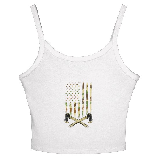 American Camouflage Throwing Axes - US Flag Axe Women's Spaghetti Strap Tank Top