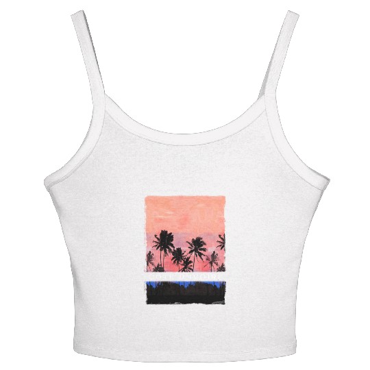 Ivory Coast Africa Vacation Souvenir Palm Tree Women's Spaghetti Strap Tank Top