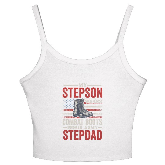My Step Son Wears Combat Boots Proud Army Stepdad Women's Spaghetti Strap Tank Top