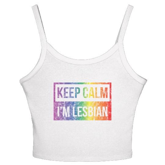 LGBT Gay Pride Lesbian Keep Calm I'm Lesbian Women's Spaghetti Strap Tank Top