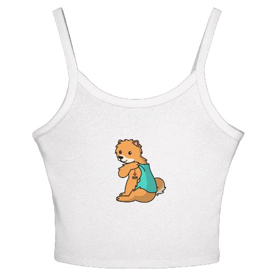 I Love Mom Tattoo Pomeranian Women's Spaghetti Strap Tank Top