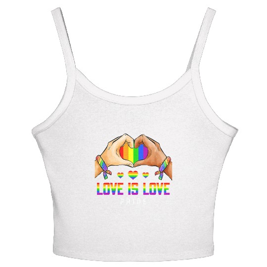 Love Is Love Gay Lesbian Pride LGBT Rainbow Heart Women's Spaghetti Strap Tank Top