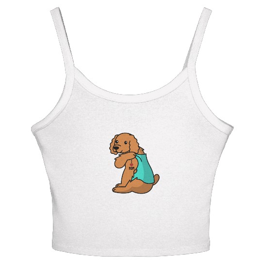 I Love Mom Tattoo Cocker Spaniel Women's Spaghetti Strap Tank Top
