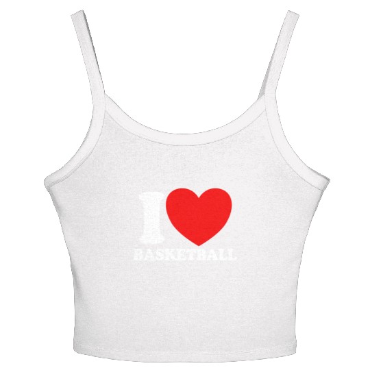I Love Basketball Red Heart Hoop B-Ball Basketball Women's Spaghetti Strap Tank Top