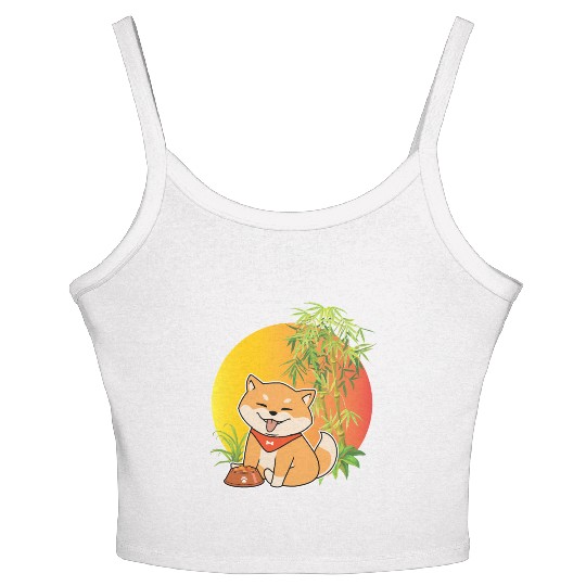 Shiba Inu Japanese Dog Breed Bamboo Plant Hunting Women's Spaghetti Strap Tank Top