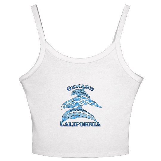 Oxnard California Vacation Tribal Dolphins Women's Spaghetti Strap Tank Top