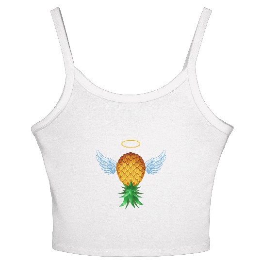 Cute Swinger Upside Down Pineapple Angel Wings Women's Spaghetti Strap Tank Top