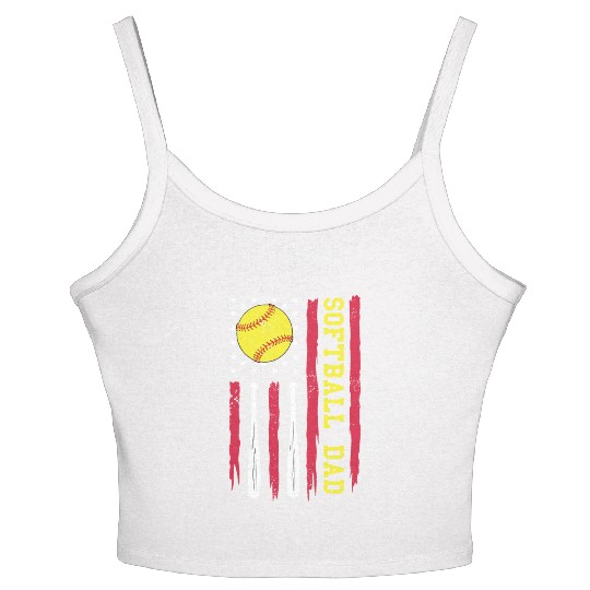 Softball Dad Vintage American Flag Women's Spaghetti Strap Tank Top