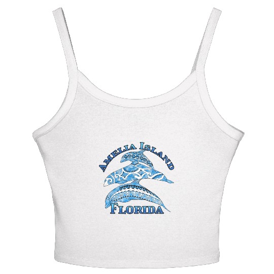 Amelia Island Florida Vacation Tribal Dolphins Women's Spaghetti Strap Tank Top