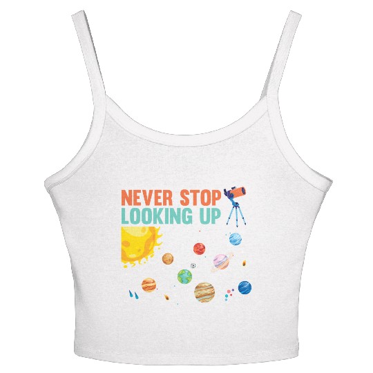 Telescope Solar System Planets Astronomer Women's Spaghetti Strap Tank Top