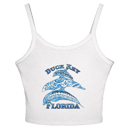 Duck Key Florida Vacation Tribal Dolphins Women's Spaghetti Strap Tank Top