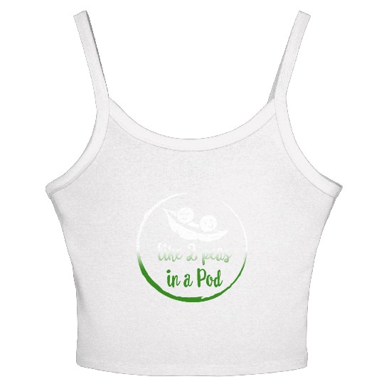 Peas Vegetable Women's Spaghetti Strap Tank Top, Like 2 Peas In Pod,