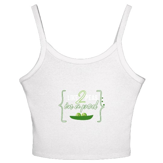 Peas Vegetable Women's Spaghetti Strap Tank Top, Like 2 Peas In Pod,