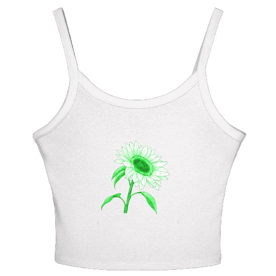Green sunflower Women's Spaghetti Strap Tank Top