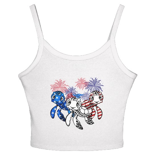 Gift for turtle lover fourth of july 4th of july Women's Spaghetti Strap Tank Top