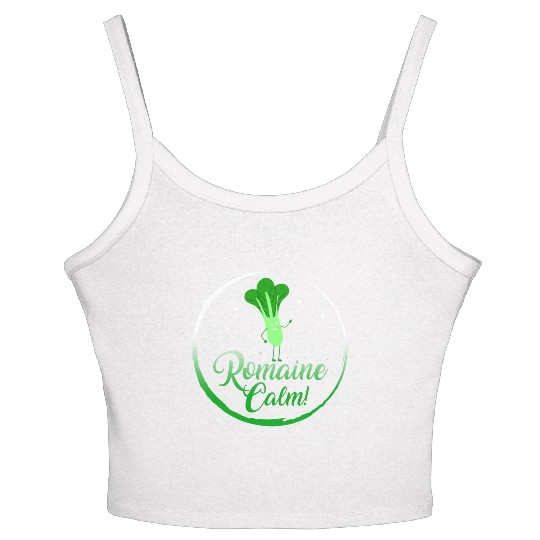 Lettuce Vegetable Women's Spaghetti Strap Tank Top, Romaine Calm Women's Spaghetti Strap Tank Top,