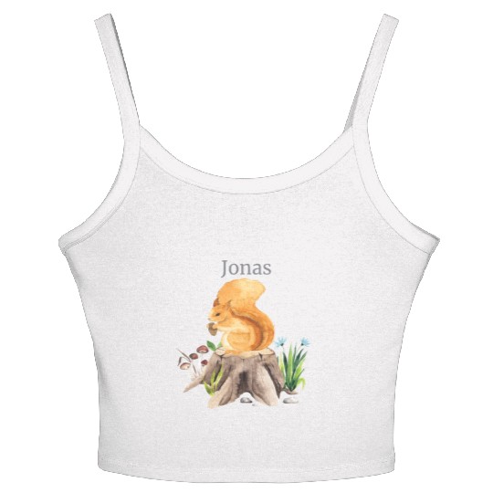 Waldtier Squirrel Flowers Name Jonas Women's Spaghetti Strap Tank Top
