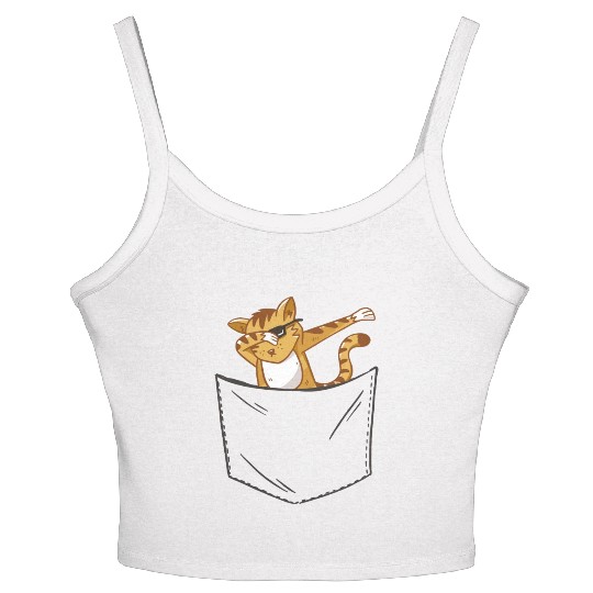 Pocket Cat Women's Spaghetti Strap Tank Top