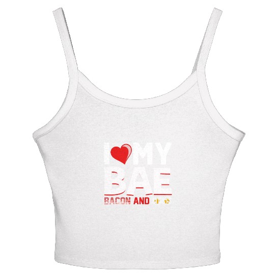 I Love My Bae Bacon and Eggs - Funny Pork Pig Meat Women's Spaghetti Strap Tank Top