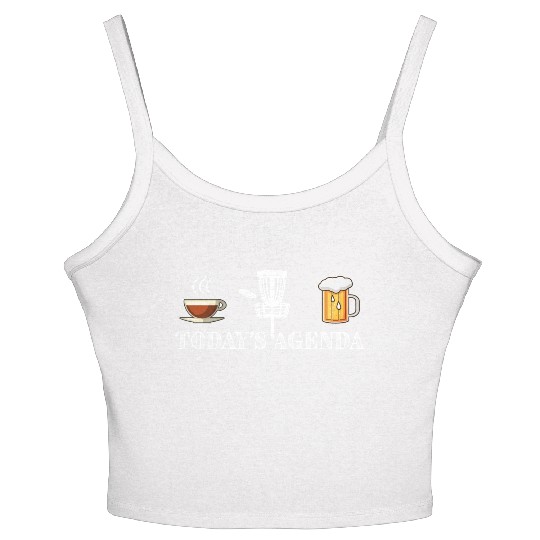 Today's Agenda Coffee Disc Golf Beer Funny Gift Women's Spaghetti Strap Tank Top