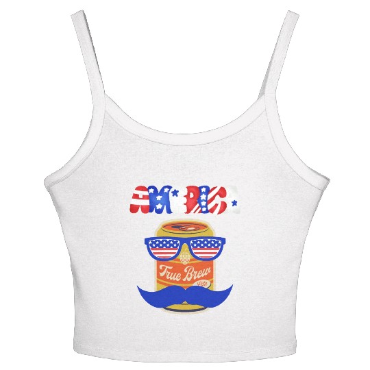 funny patriotic mullet beer 4th of july summer Women's Spaghetti Strap Tank Top