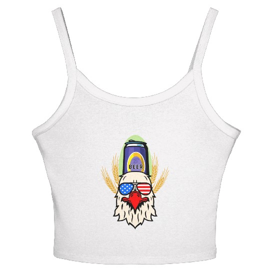 funny patriotic mullet beer 4th of july summer Women's Spaghetti Strap Tank Top