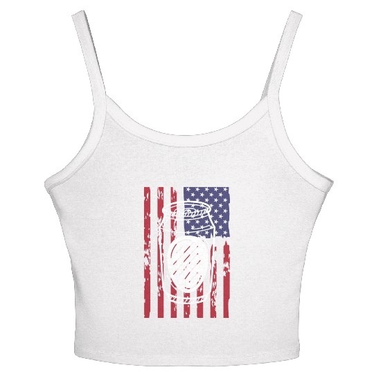 funny patriotic mullet beer 4th of july summer Women's Spaghetti Strap Tank Top