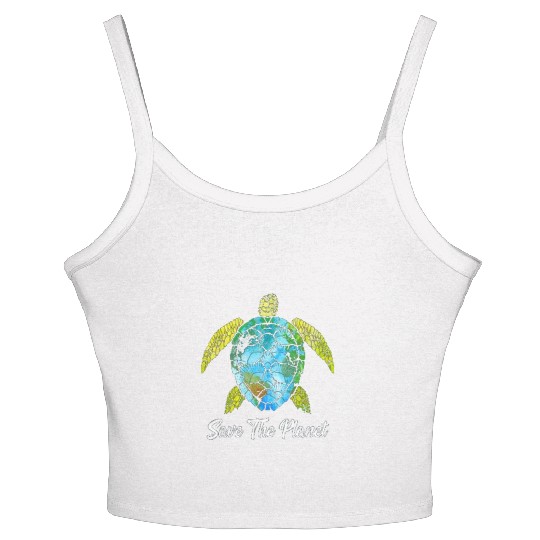 Save The Planet Earth Day Save Turtles Sea Life Women's Spaghetti Strap Tank Top