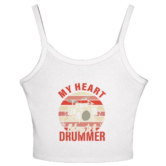 My Heart Belong To Drummer Valentines Day Wife Women's Spaghetti Strap Tank Top