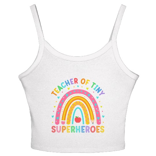 Teacher Of Tiny Superheroes Funny Pre-k Teacher Women's Spaghetti Strap Tank Top